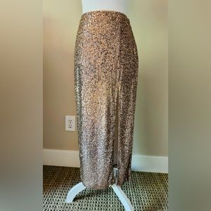 Free People Shimmering Gold Maxi Skirt